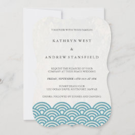 Invitación Sencilla y moderna ola Mar Boda de playa azul/verd
