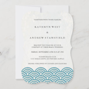 Invitación Sencilla y moderna ola Mar Boda de playa azul/verd