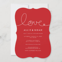 Sencilla y moderna Rojo Loopy Love Heart Wedding I