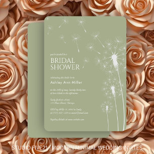 Invitación Sencilla y moderna Sage Green Dandelion Bridal Sho
