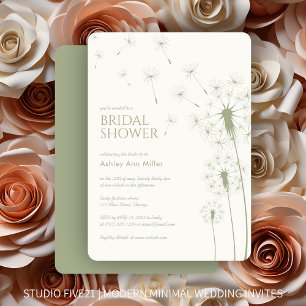 Invitación Sencilla y moderna Sage Green Dandelion Bridal Sho