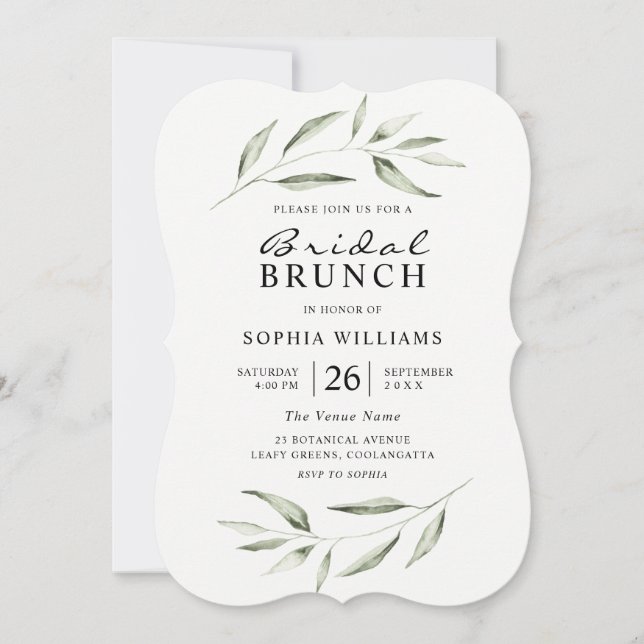 Invitación Sencilla y moderna vegetación Leaf Bridal Shower B (Anverso)