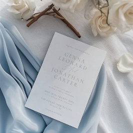 Invitación Sencilla y turbia boda azul y blanca elegante