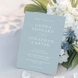 Invitación Sencilla y turbia boda azul y blanca elegante