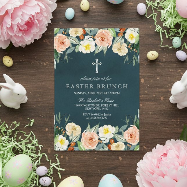 Invitación Sencillamente Elegante Brunch Floral De Pascua (Subido por el creador)