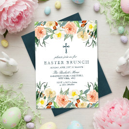 Invitación Sencillamente Elegante Brunch Floral De Pascua