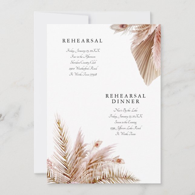 Invitación Sencillamente elegante ensayo Boda Pampas II (Anverso)