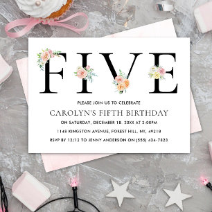 Invitación Sencillamente Elegante Floral 55 cumpleaños