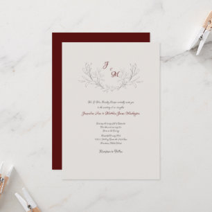 Invitación Sencillamente Elegante Foliage Maroon & Cream