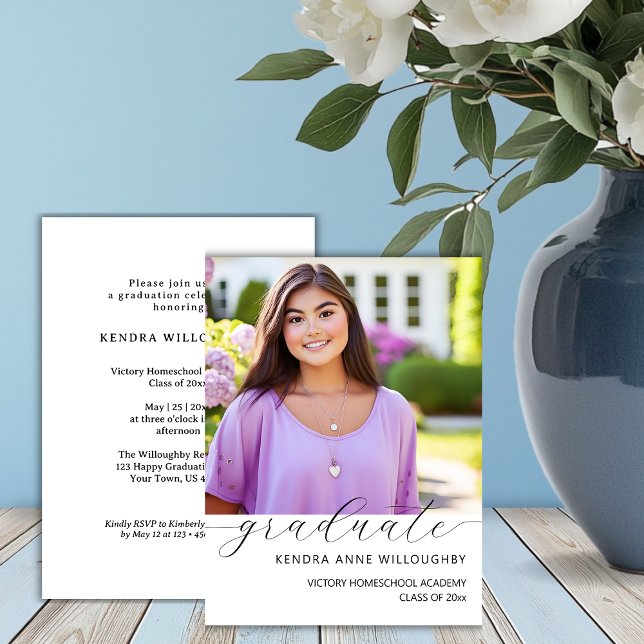 Invitación Sencillamente Elegante foto Graduación en el Coleg (Subido por el creador)