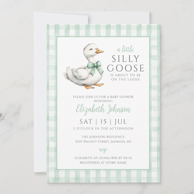 Invitación Sencillamente Goose Género Neutral Baby Shower Tod (Anverso)