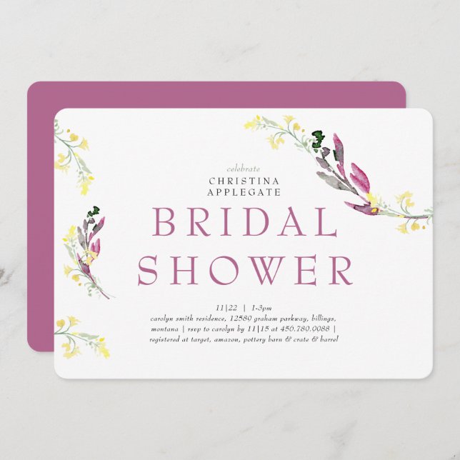 Invitación Sencillamente la ducha de flores silvestres de pri (Anverso / Reverso)