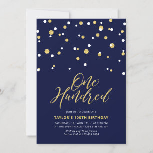 Invitación Sencillamente marina y oro Ciento cien años de fie