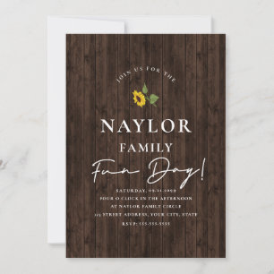 Invitación Sencillamente Sunflower Moderno Por Reunión Famili