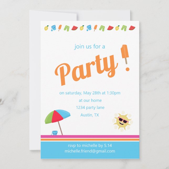 Invitación Sencillamente verano (Anverso)