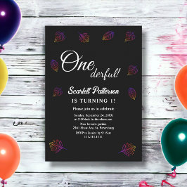 Invitación Sencillas hojas negras y blancas de brillo primer