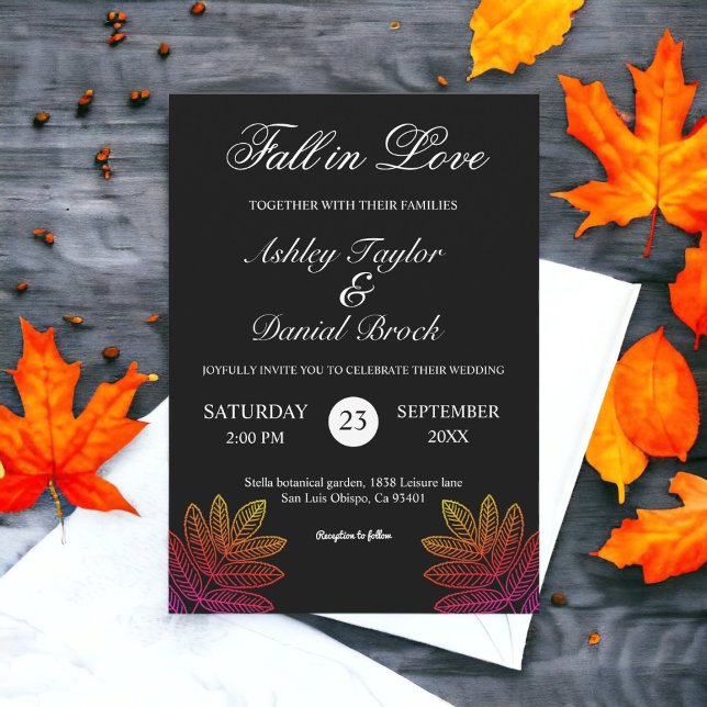 Invitación Sencillas hojas negras y blancas de color brillant (Subido por el creador)