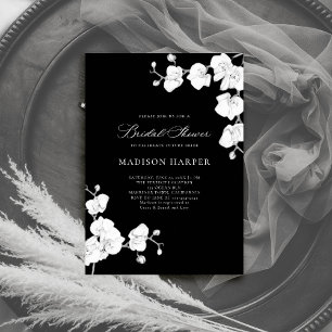 Invitación Sencillas orquídeas Black White Elegant 2 Bridal S