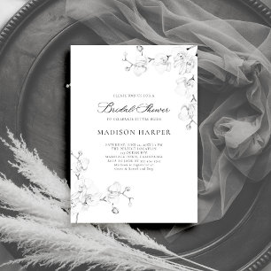 Invitación Sencillas orquídeas Black White Elegdal Shower