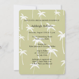 Invitación Sencillas palmeras verdes y blancas con ducha de n