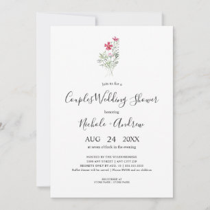 Invitación Sencillas parejas de flores silvestres rosadas Duc
