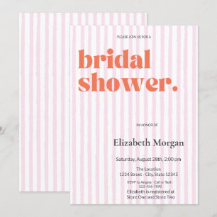 Invitación Sencillas rayas rosadas retro ducha de novia