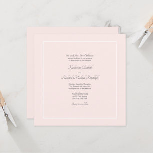 Invitación Sencillez Elegancia Rosa Formal Boda Cuadrado 