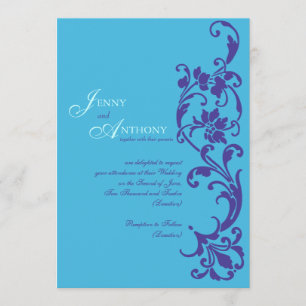 Invitación Sencillez elegante DIY en el cielo y morado vintag