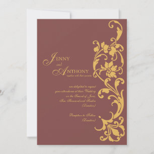 Invitación Sencillez elegante DIY en Naranja moreno y quemado