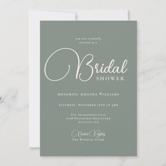 Invitación Sencillez moderna Aguja profunda ducha de novia ve (Anverso)