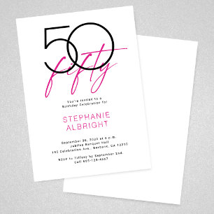 Invitación Sencillo 50 y fabuloso cumpleaños 50 en rosa