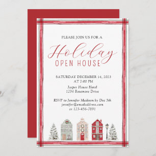 Invitación Sencillo acuarela Rusa Holiday Open House Red