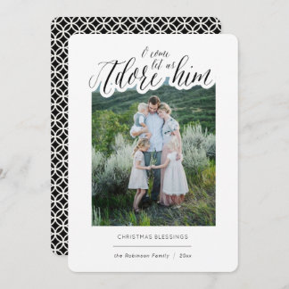 Invitación Sencillo Adore Religioso Him Navidades Card