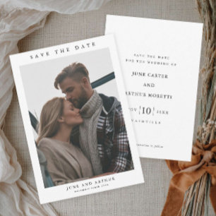 Invitación Sencillo Ahorro de Fecha de Boda con Foto