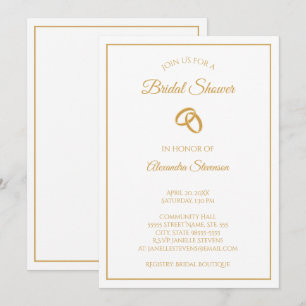 Invitación Sencillo anillo blanco y Boda dorado ducha de novi
