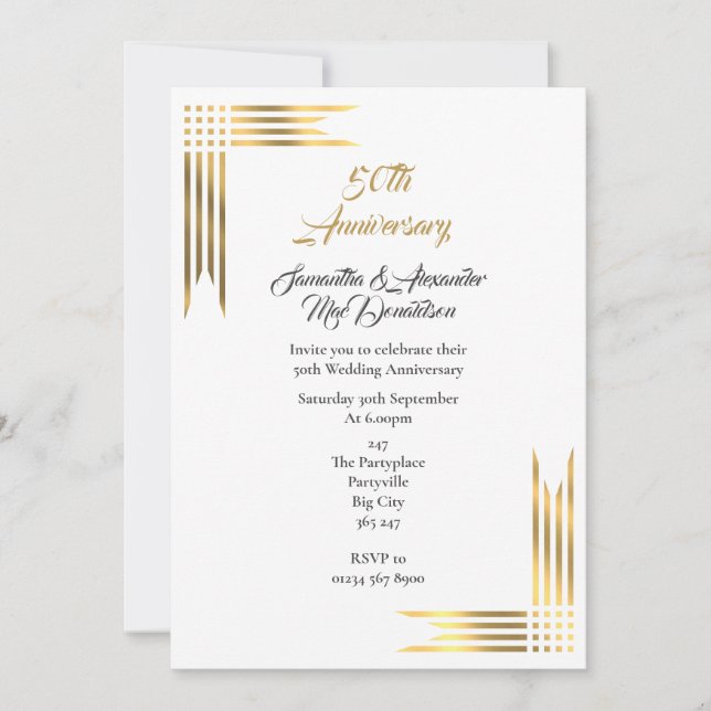 Invitación Sencillo aniversario de bodas de oro (Anverso)
