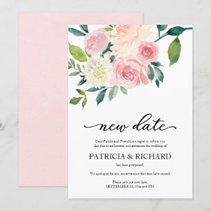 Invitación Sencillo Aplazamiento de Boda de Fecha Nueva Flora