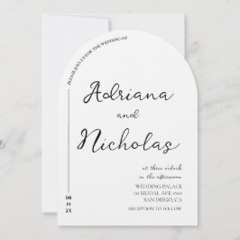 Invitación Sencillo arco blanco y negro boda
