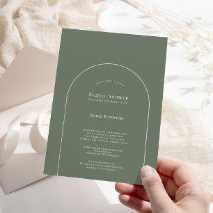 Invitación Sencillo Arco Boho Verde Salvia Despedida de Solte
