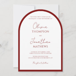 Invitación Sencillo arco de Boda de guiones de borde rojo de 