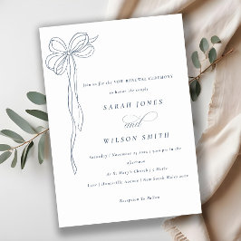 Invitación Sencillo Arco de Novia Azul Oscuro Minimalista Coq
