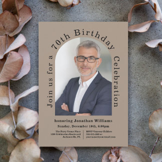 Invitación Sencillo arco fotográfico 70. Fiesta de cumpleaños
