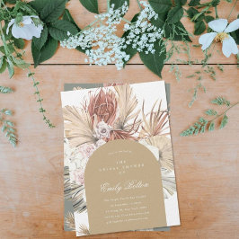 Invitación Sencillo Arco Natural Floral Pampas Boho