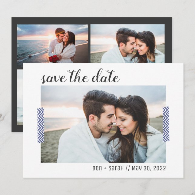 Invitación Sencillo Aviso de Fecha de Boda con Foto (Anverso / Reverso)