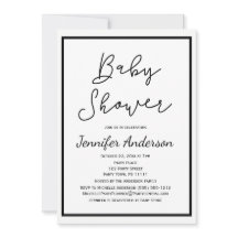 Sencillo Baby Shower blanco negro neutro en género