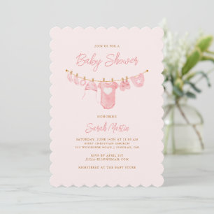 Invitación Sencillo Baby Shower rosa Rubor Minimalista
