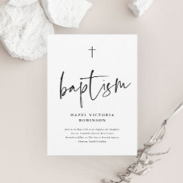 Invitación Sencillo bautismo de escritura mínima