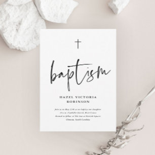 Invitación Sencillo bautismo de escritura mínima