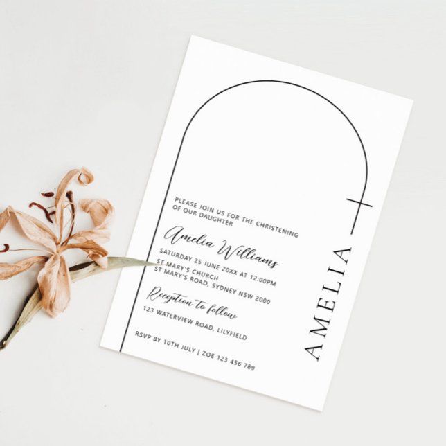Invitación Sencillo bautizamiento cruzado de medio arco (Subido por el creador)