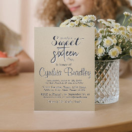 Invitación Sencillo beige dulce dieciséis cumpleaños
